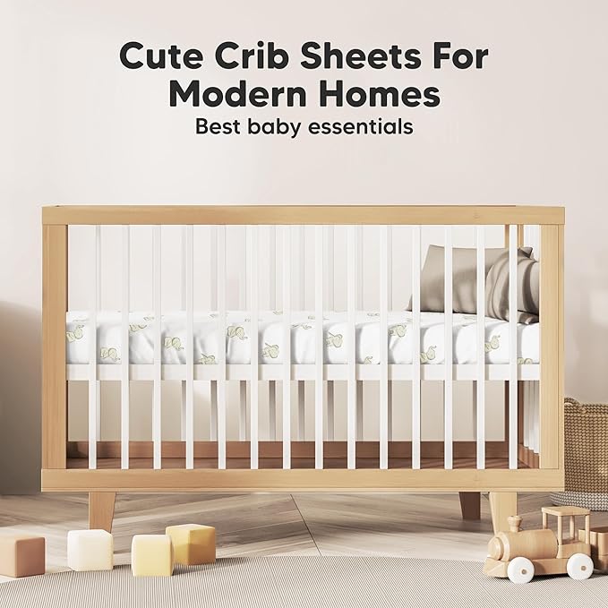 KeaBabies 2-Pack Organic Crib Sheets for Boys, Girls - 52x28 Fitted Crib Mattress Sheet Neutral, Breathable Jersey Cotton Cover for Baby Bed, Toddler Mattress, Soft & Cute Prints (Elly)