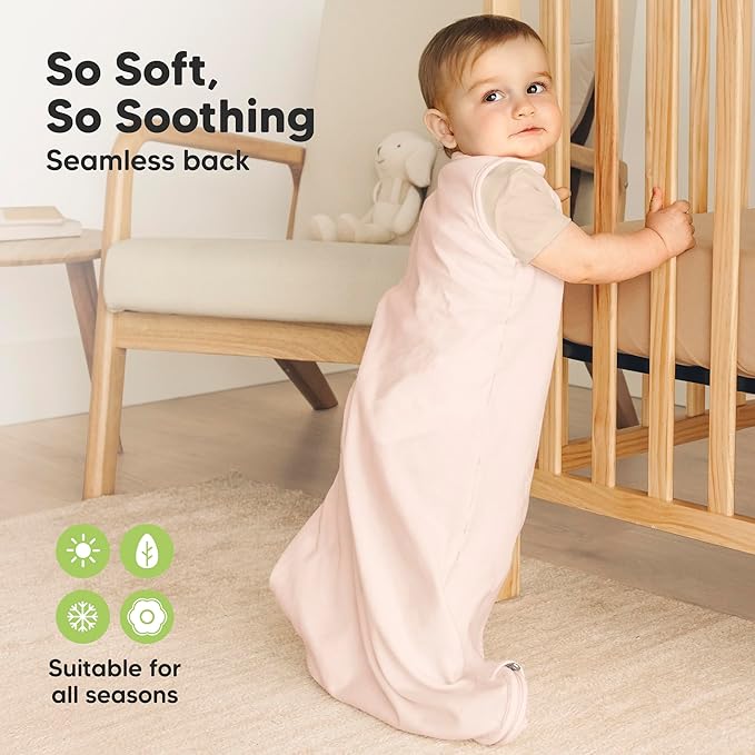 2-Pack Organic Baby Sleep Sacks, 100% Cotton - Soft & Breathable 0.5TOG Baby Wearable Blanket, Toddler Sleeping Sack 18-24 months, Easy to Wear Transitional Swaddles for Newborns (Mist Rose, L)