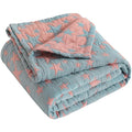NTBAY 3 Layer Toddler Blanket, Muslin Cotton Jacquard Bed Blankets, Lightweight Thermal Baby Blanket, Super Soft and Warm Crib Blanket for All Seasons, Decoration Gift, 45"x60", Red and Blue Star