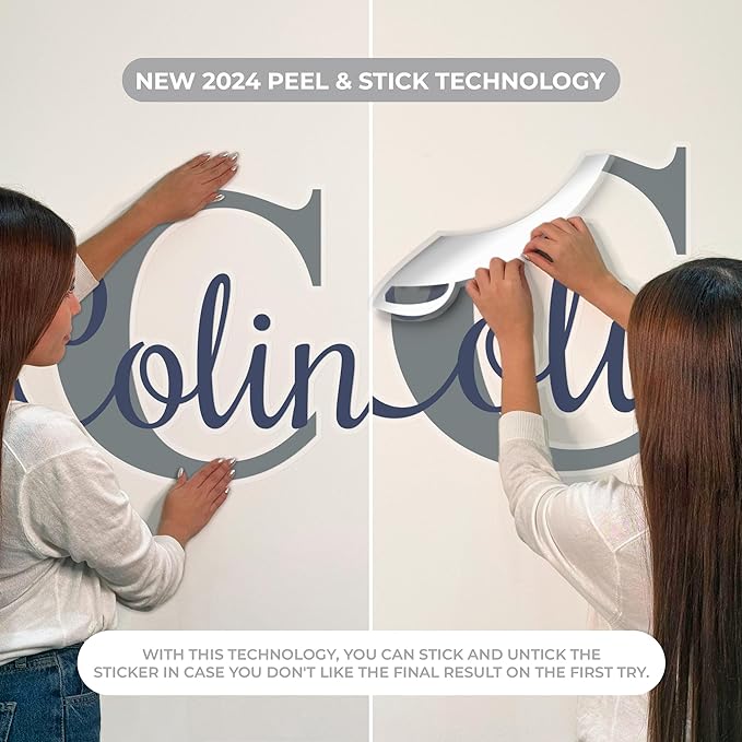 Custom Letters Wall Decals | Personalized Name with Fancy Font | Baby & Kids Room Decor | Multiple Colors (Cursive Fancy)