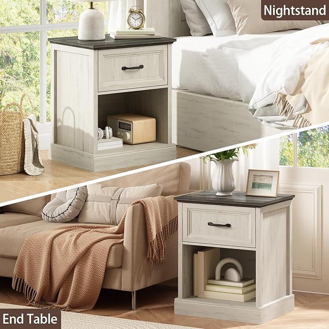 CARPETNAL Farmhouse Dresser and Nightstand Sets for Bedroom, 3 Pcs Bedroom Set, 8 Drawer Dresser & Nightstand Set of 2, Modern Wood Chest of Drawers for Bedroom, Living Room, Entryway, White