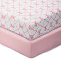 LollyBanks Muslin Crib Sheets 2 Pack, Soft and Breathable 100% Cotton Crib Fitted Sheets for Girls, Cozy and Snug Baby Sheet for Standard 52"x28" Mattress, Registry (Pink Bow and Solid Pink)