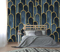 XMPMBM-Gold Geometrical Textured Fabric Wallpaper Abstraction Dark line Living Room Bedroom Bathroom Wall Mural-W 176" X H 113"（138 Square Foot）