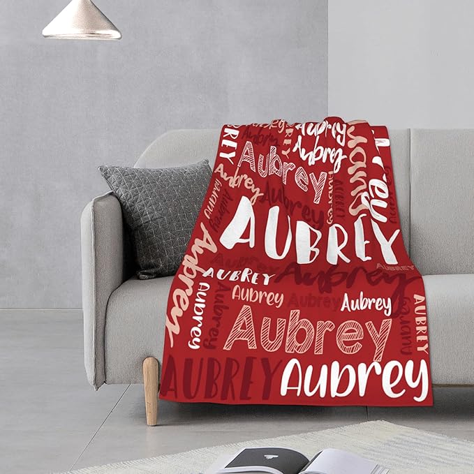 Dr.TOUGH Personalized Blankets with Name Customized Baby Blankets for Girls Boys Adults Monogrammed Blankets and Throws Christmas Birthday Mothers Fathers Valentines Day Gift (Red,50''×60'')