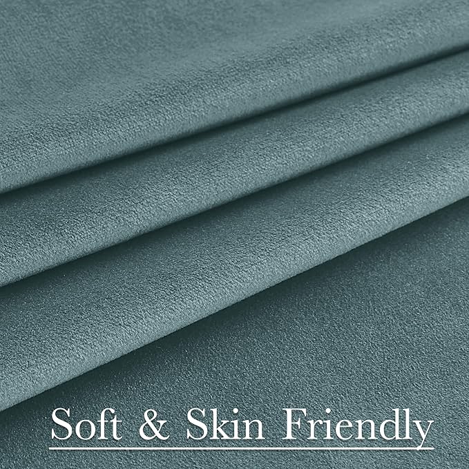 StangH Dark Slate Velvet Curtains 52 x 84, Room Darkening Super Soft Drapes for Bedroom Living Room, Thermal Insulated Window Treatment, 2 Panels