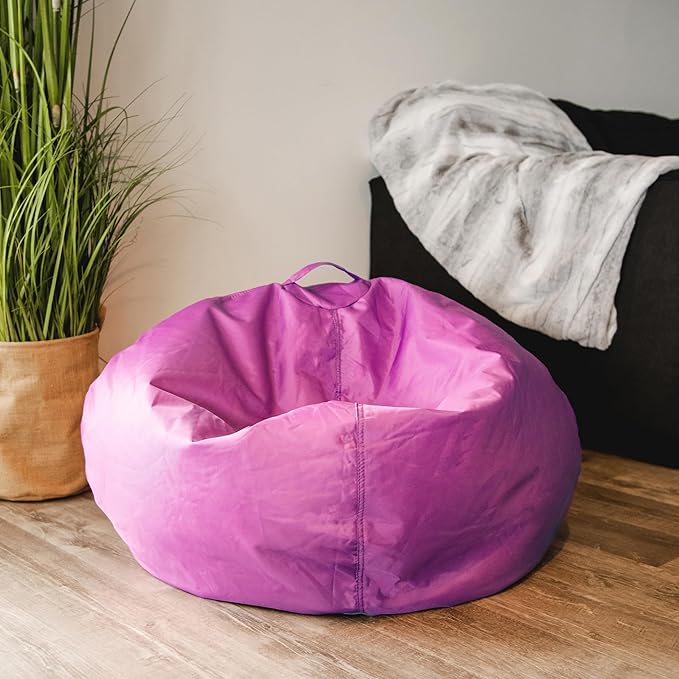 Big Joe Classic Bean Bag Chair for Kids Bedroom and Reading Nook, Easy-Clean Radiant Orchid, Durable Nylon Polyester Blend, 2 feet Refillable