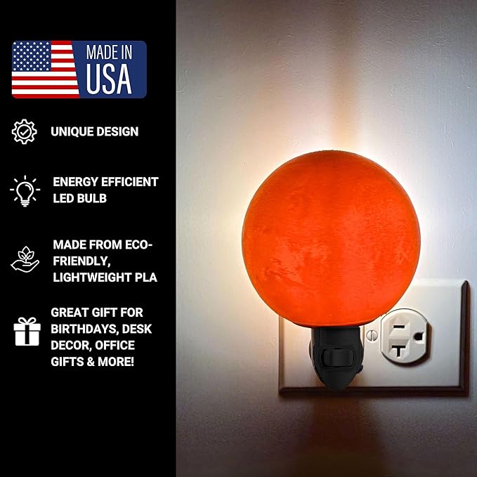 Mars Night Lights | 5" Mars Night Lamp LED Light | 3D Solar System NightLight, Planet Home Décor, Space Nursery, Kids Room, Space Gift, Birthday Gifts, Bedroom Decorations