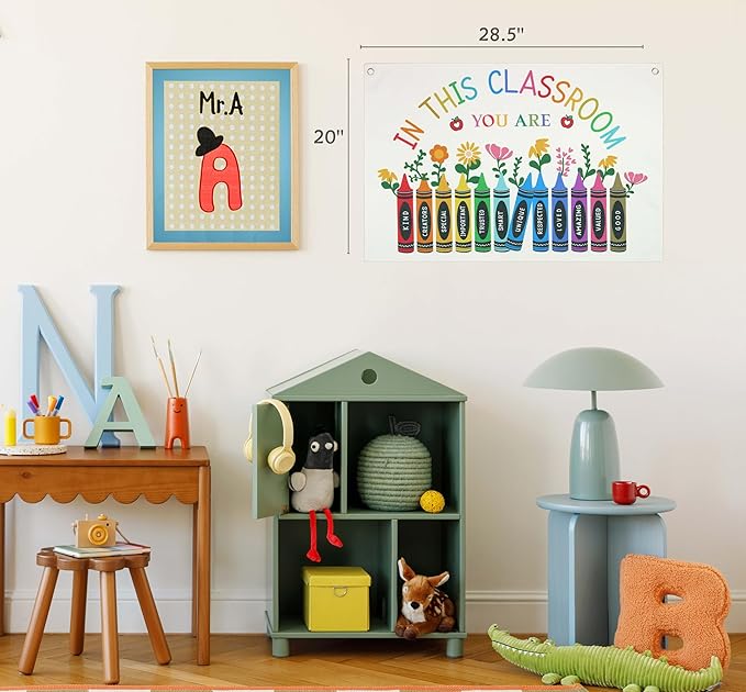 Classroom Boho Rectangular Banner Flag Wall Art Decor Gift for Teacher Boy Girl Kid Teen,Classroom Nursery Playroom Reading Room Bedroom Decor Decor-in This classroom-Birthday Christmas Gift