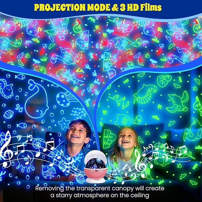Kids Star Night Light, Night Light Projector,Nebula Star Projector 360 Degree Rotation - 6 LED Bulbs 18 Light Color Changing with USB Cable, Romantic Gifts for Men Women Children (Pink)