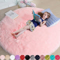 Amdrebio Pink Round Area Rugs 8Ft for Living Room, Bedroom Decor, Soft Large Circle Rug for Kids Room, Teen Girls, Fluffy Big Carpets for Baby Nursery, Dorm, Classroom, Cute Kawaii Princess Carpet