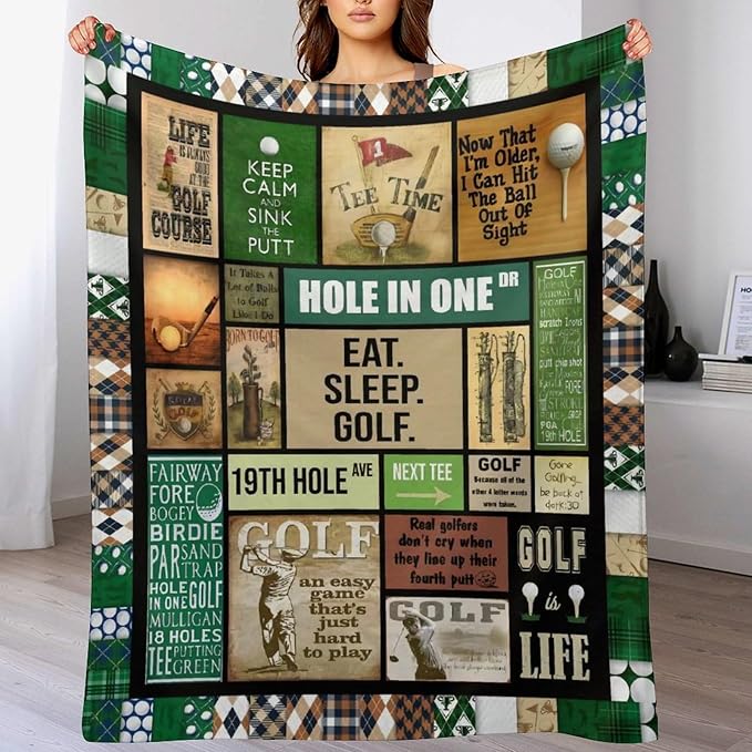 Golf Blanket Gifts for Golf Lovers Golf Throw Blanket for Women Men Adults Soft Warm Cozy Fleece Blanket for Couch Sofa Bed 50"x60"