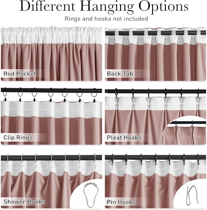 StangH Dusty Pink Curtains 92 inches Long Super Soft Velvet Room Darkening Thermal Insulated Kids Bedroom Window Drapes Back Tab Elegant Decor for Living Room, W52 x L92, 2 Panels