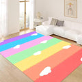 Soft Rainbow Area Rugs Girl's Bedroom Fluffy Colorful Rugs Cute Floor Mats Furry Children's Play Mats White Cloud Rainbow Prints Living Room Kids Room Nursery Home Decor 5x8ft