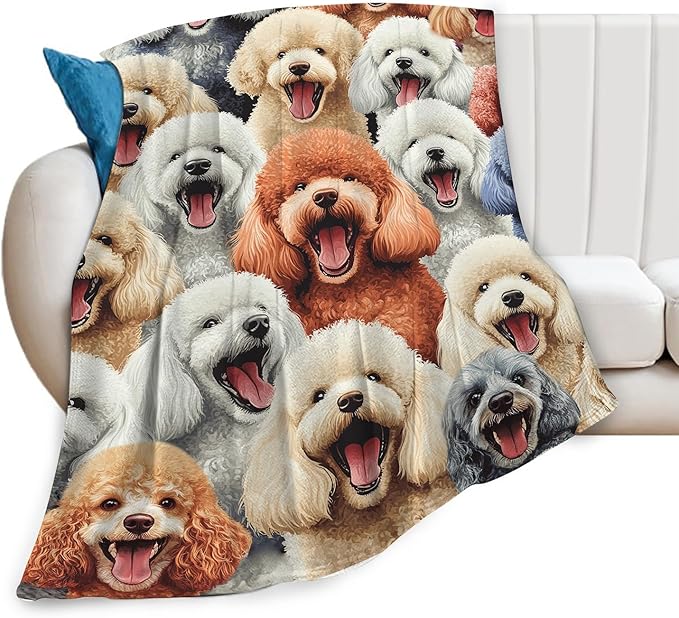 Poodle Golden Doodle Blanket Goldendoodle Throw Blankets for Girls Boys Soft Warm Fleece Flannel Poodle Animal Throws Gifts for Men Women Cozy Fuzzy Poodles Plush Stuffed Bed Bedding Decor 50"x40"