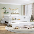 Bellemave Full Bed with Trundle and Stairs, Full Size Platform Bed Frame with Fence and Bookshelf, Easy Assemble Beds for Kids, Girls, Boys, White