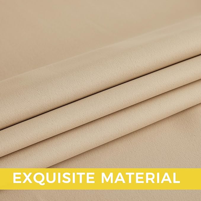 NICETOWN Biscotti Beige Privacy Drapes - Grommet Top Thermal Insulated Shades for Bedroom, Yard, Closet, Pantry, Garage - Lightweight, 2-Pack, W52 x L63