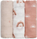 GLLQUEN BABY Receiving Blanket Boy Cotton Muslin Swaddle Blankets Girl Newborn Squares Breathable & Soft Thin Baby Blankets Cloths Double Absorbent Infant Swaddling Wrap - 3 Pack (Sun)