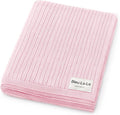Organic Ribbed Swaddle Blanket for Boys & Girls - 100% Luxury Organic Soft Cotton Knit Warm Cozy Cuddle Stroller Blanket for Newborns, Infants, & Toddlers (Blush Pink)