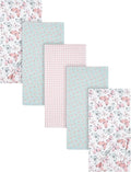 Gerber Girls Newborn Infant Baby Toddler Nursery 100% Cotton Flannel Receiving Swaddle Blanket, Butterfly White, Pack of 5