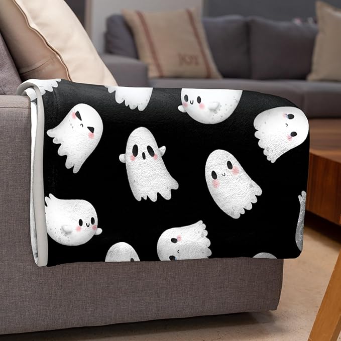 Cute Ghost Blanket for Boys Girls - Halloween Decor for Couch/Bed/Living Room - Ultra Soft Blanket Home Decor for All Seasons - 60"x80"-Adults/Twin Size
