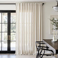 jinchan Beige Linen Blend Curtain 120 Inches Extra Long 1 Panel for Sliding Door, Light Filtering 100 Inches Extra Wide Patio Door Natural Drape with Rod Pocket Back Tab (100W x 120L, Ecru)