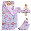 Viviland Toddler Nap Mat, Rolled Sleeping Mats with Pillow and Minky Dot Blanket, Large Thick Kids Girls Slumber Bag/Sleeping Mat for Preschool, Daycare, Kindergarten, Travel Camping