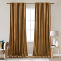 StangH Gold Brown Light Blocking Velvet Curtains 90 inches, Solid Back Tab Temperature Regulate Sliding Door Curtains for Wardrobe Noise Reducing for Bedroom, W62 x L90, 2 Panels