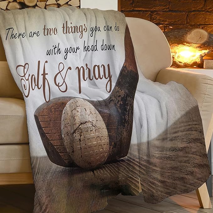 Golf Blanket for Girls Boys Fans Sports Throw Blankets Soft Cozy Warm Fuzzy Fleece Inspirational Quotes Golf Ball Bedding Flannel Throws Stuff Gifts Kids Men Women Bedroom Decor 60"x50"