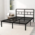 14 Inch Queen Bed Frame with Headboard No Box Spring Needed, Heavy Duty Metal Queen Size Platform with Steel Slat, Mattress Foundation, Easy Assembly, Noise Free, Black