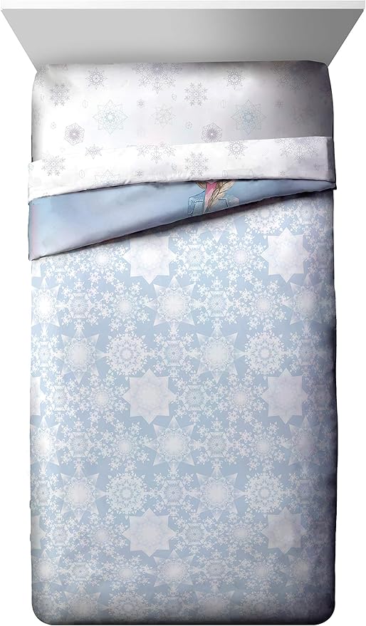 Disney Frozen 2 Elsa Color Block 5 Piece Twin Bed Set - Includes Reversible Comforter & Sheet Set Bedding - Super Soft Fade Resistant Microfiber - (Official Disney Product)