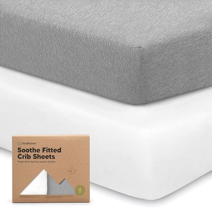 KeaBabies 2-Pack Organic Crib Sheets for Boys, Girls - 52x28 Fitted Crib Mattress Sheet Neutral, Breathable Jersey Cotton Cover for Baby Bed, Toddler Mattress, Soft & Cute Prints (Cloud)