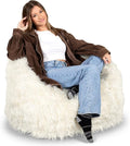 Big Joe Milano Bean Bag Chair, Ivory Shag Fur, Soft Faux Fur, 2.5 feet