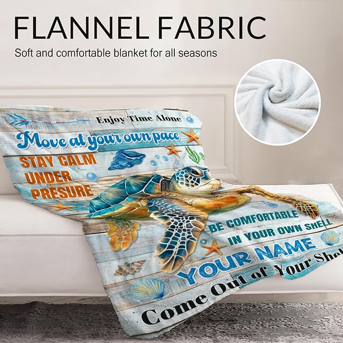 Custom Sea Turtle Gifts for Women - 60" x 80" Inches Turtle Blanket for Adult - Colorful Warm Furry Blankets for Sofa, Bed & Living Room