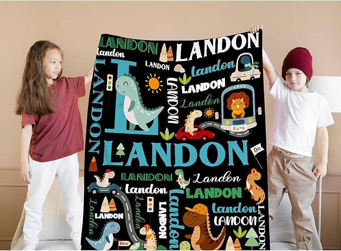 Custom Dinosaur Truck Blanket Gifts for Girls Boys Women - Super Soft Cozy Warm Throw Sheet for Couch Bed Sofa Office Decor All Season 90"x120" for Whole Family