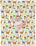 Custom Safari Animals Blanket Gift, Personalized Baby Blanket with Name, Soft Plush Flannel/Sherpa Fleece Throw Blankets for Toddler Kid Teen Boys Girls Color03
