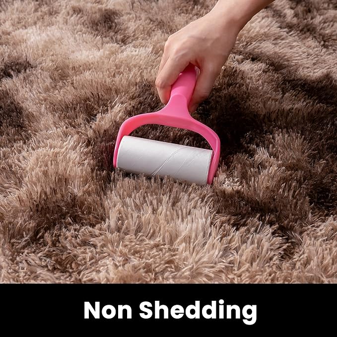 3x5 Shag Area Rug - Fluffy Fuzzy Nursery Kids Girls Room Rug - Soft Plush Furry Bedside Carpet- Tie-Dyed Brown