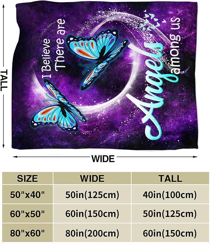 Blue Butterfly Blanket Throws - Soft Warm Cozy Fleece Throw Blanket for Girls, Women, Kids, Adults - 80"x60"