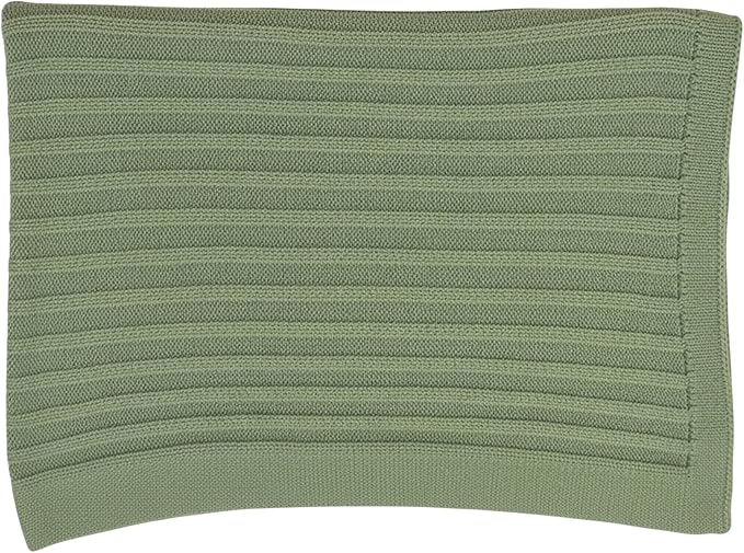 Baby Knit Blanket, 100% Cotton Ribble Patterns, Soft, Cozy, Lightweight Swaddle for Newborn & Infant Swaddling Beige Neutral, Perfect Baby Shower Ideas Sage Green 30x40