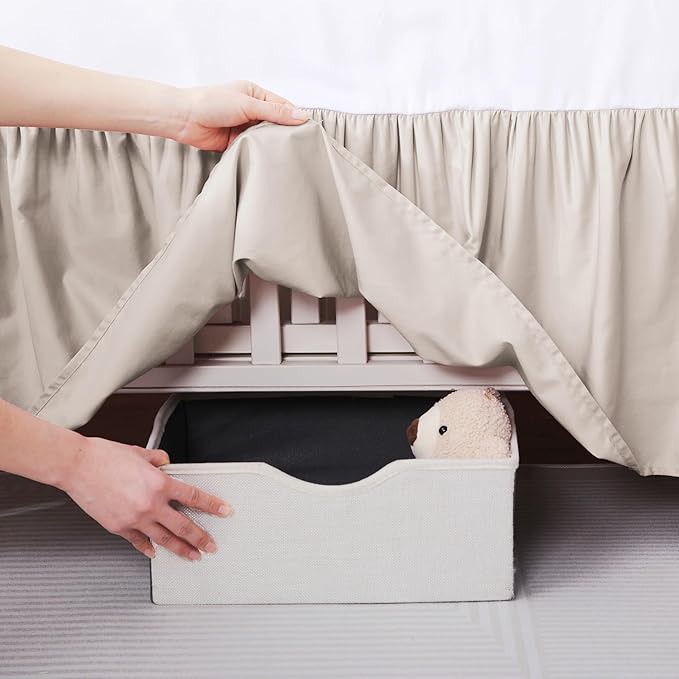 Crib Skirt Dust Ruffle, 100% Egyptian Cotton 400 Thread Count Soft Breathable Crib Bedding Skirt for Baby, Boys and Girls, 52"X28" with 14" Crib Bed Skirt Fading Resistant (Ivory)