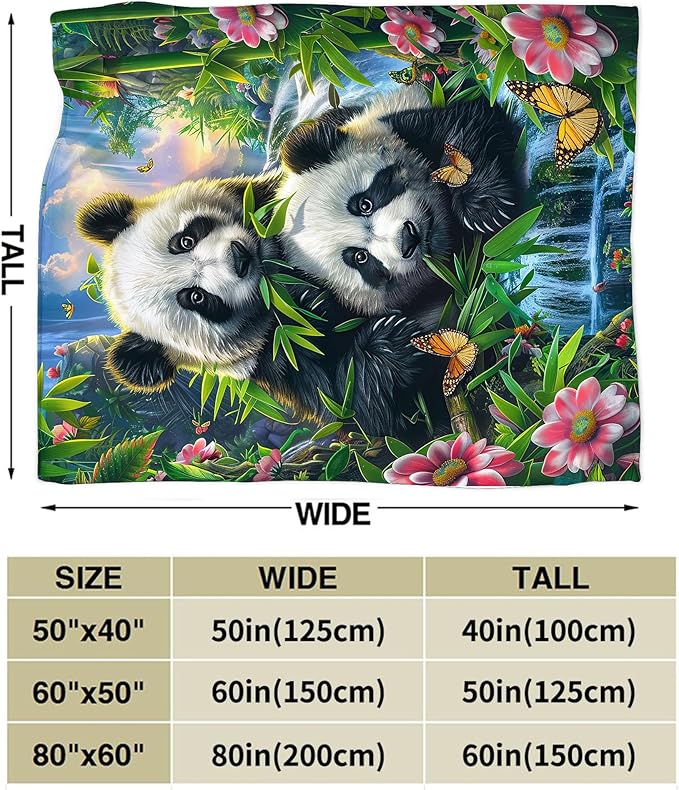 Panda Blanket Funny Pandas Gifts for Girls Boys Woman Kids Cute Panda Lover Bear Throw Blankets Soft Warm Fleece Flannel Plush Blankets for Bed Sofa Couch 60"x80"