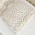 BuLuTu Cotton Muslin Quilted Blanket for Toddler/Twin Bed, Soft Breathable Children Comforter with Lace Edge, Chic Shabby Reversible Floral Quilt, Kids Boys Girls Gauze Cotton Bedding, 60x78 Inches