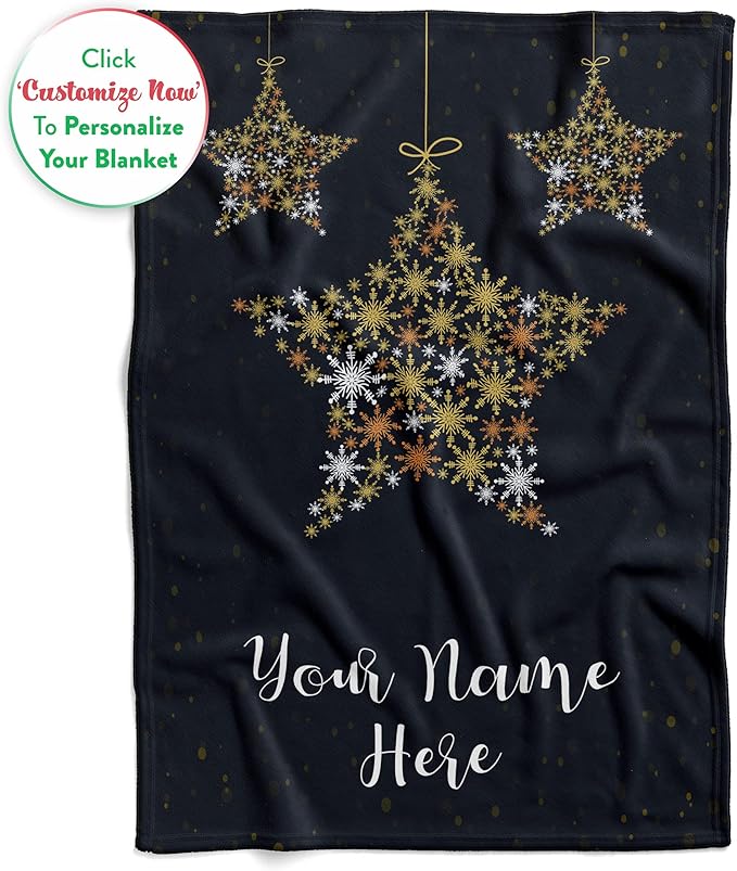 Personalized Plush Christmas Star Blanket | Cozy Fall Throw Blanket | Custom Winter Blankets | Christmas Throws | Santa Sofa Bed Throw | Customized Soft Christmas (Sherpa 60x80)