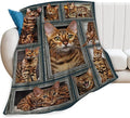 Jerkboo Bengal Cat Blanket, Multicolor, Flannel, Throw Blanket, 80"x60", Soft, Warm, Cute Cat Throw Blanket for Girls, Women, Kids, Adults