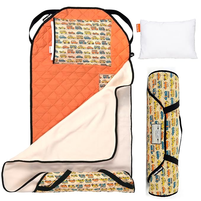 Personalized Tot Cot Kids Nap Mat - Toddler Preschool Daycare Bedding Cover with Blanket and Pillow - Ages 2 Yrs to 5 Yrs