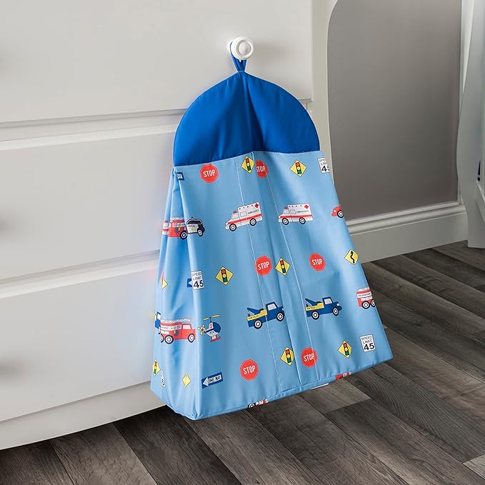 EVERYDAY KIDS 4 Piece Boys Crib Bedding Set - Little Rescuer - Includes Quilt, Fitted Sheet, Dust Ruffle and Diaper Stacker - Nursery Bedding Set - Baby Crib Bedding Set