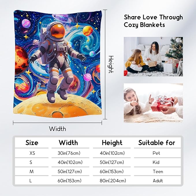 Blankets for Boys - Planet Blanket for Kids/Men - Comfy Cozy Flannel Throws for Couch, Bed - 50"x60"
