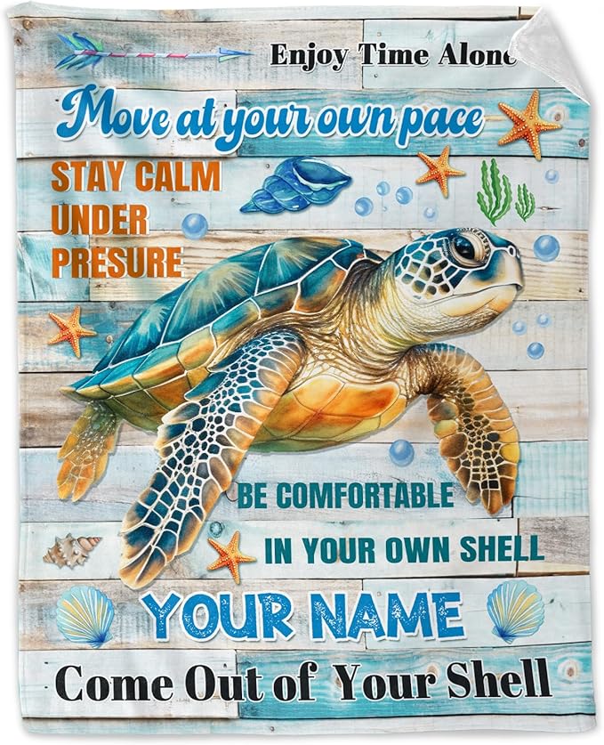 Custom Turtle Gifts for Girls - 30" x 40" Inches Cartoon Turtle Blanket Gifts for Kids - Colorful Warm Fuzzy Blankets for Sofa, Lap & Office