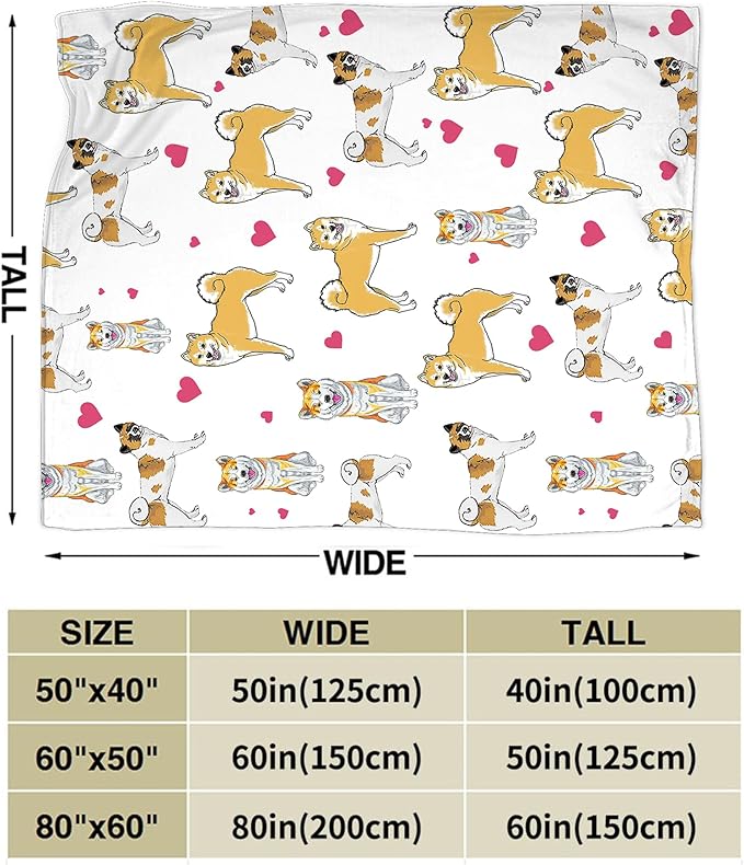 Akita Dog Gifts and Decor - Cute Throw Blanket for Girls, Women, Kids, Adults - Soft Warm Cozy Fleece Blanket for Couch, Sofa, Bed - 60"x50"