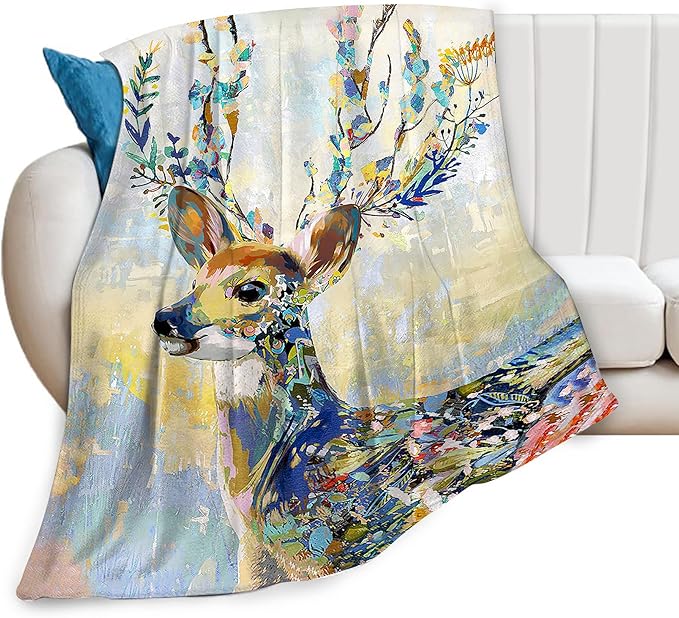 Deer Blanket Forest Deer Gifts for Girls Boys Woman Kids Hunting Lover Throw Blankets Soft Blanket Warm Fleece Flannel Plush Blankets for Bed Sofa Couch 60"x80"