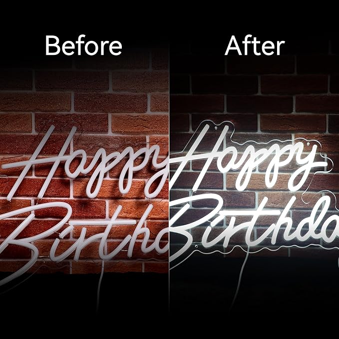 Happy Birthday Neon Sign for Wall Decor Neon Sign for Backdrop Light Up Happy Birthday LED Neon Signs for All Birthday Party Teen Bedroom Reunion Decoration Gifts USB 21.7x13.8 Inch (White)